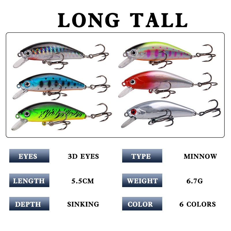 [Buy 1 Get 1 Free] 5.5cm / 6.7g Umpan Pancing Ikan Minnow Imitasi