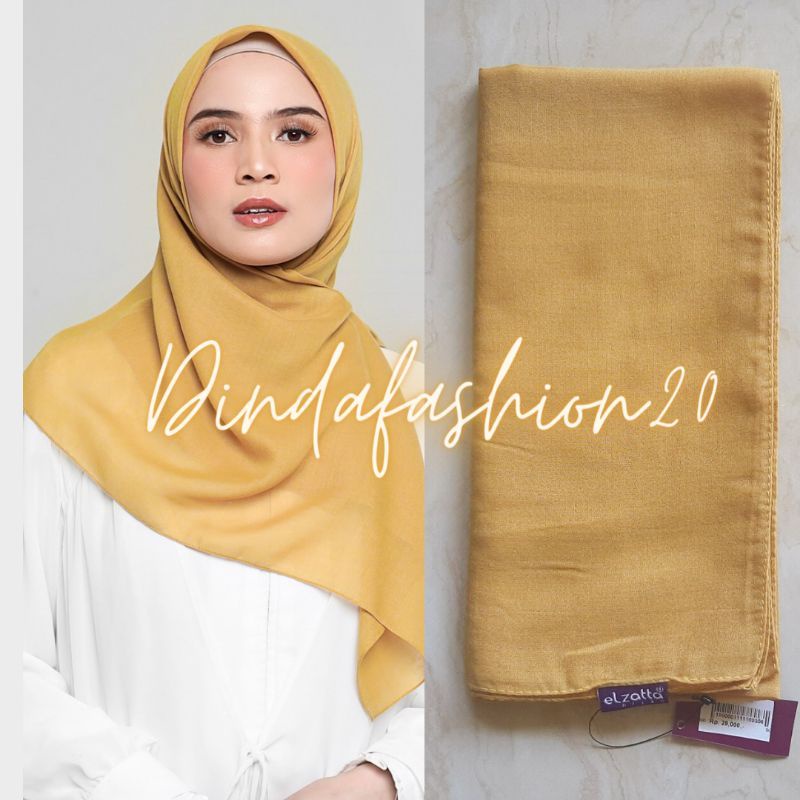Elzatta Keisha Sadia Jilbab Kerudung Segiempat Polos Bahan Polycotton size 110x110cm-306 Kunyit