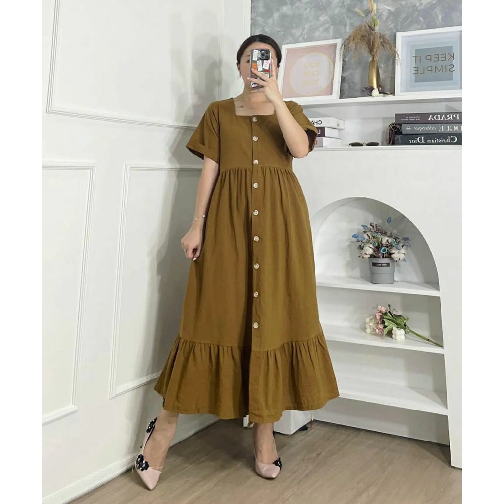 BAHAN RAYON PREMIUM || JEDI MIDI DRESS || S M L XL XXL XXXL 5L