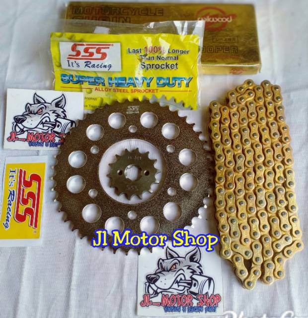 GIR GEAR SET GEARSET SSS 415 428 VIXION R15 CB CBR 150 SONIC SATRIA FU 150 VERZA RXK RX KING RXKING RXZ JUPITER MX KING TIGER JUPITER Z VEGA F1ZR MEGAPRO SUPRA R15 V3 V4 M KLX 150 DTRACKER CRF 150 XSR MT15 VIXION R BYSON SUPRA REVO KARISMA BLADE WIN NINJA