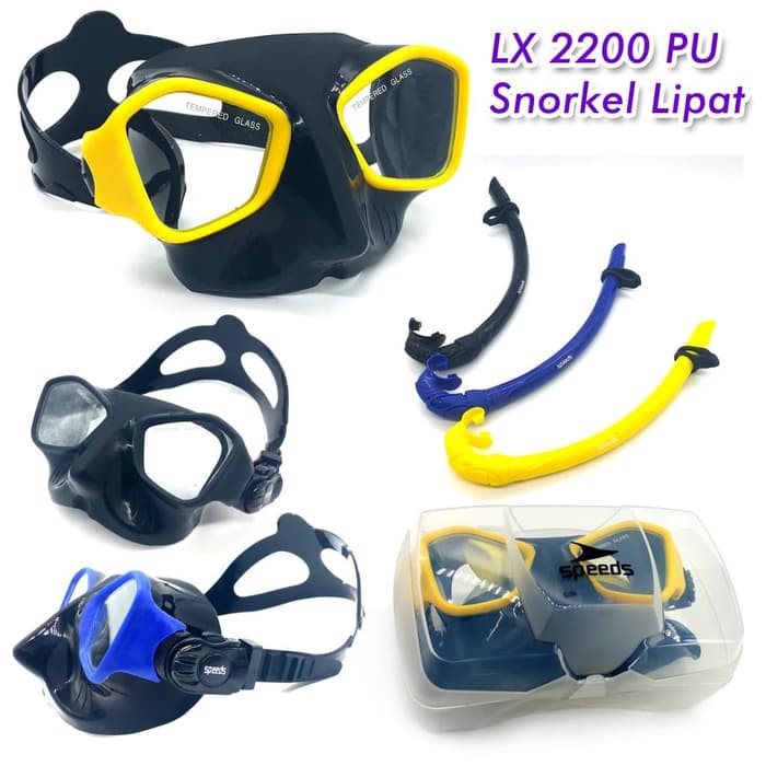 Set Alat Selam Snorkel Snorkling Diving Snorkle Elastis Pipa Lipat Tas PU LX 2200