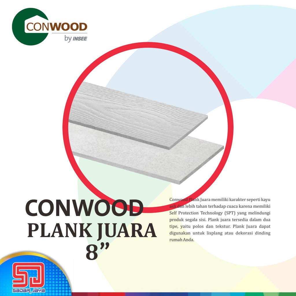 Conwood Plank Juara 8&quot; Lisplang 20cm x 3meter x 8mm Fiber Cement GRC