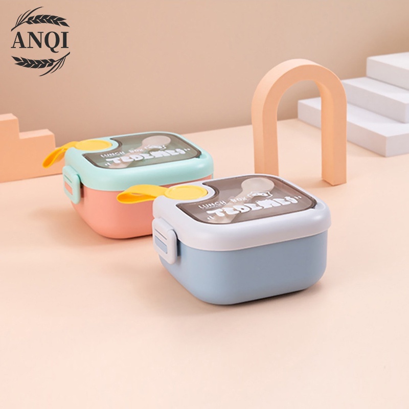 ANQI 1888 4 Pcs Lunch Box Set /2 Kotak Makan/Free Sendok/Anak Anti Bocor Kotak Makan VS-79