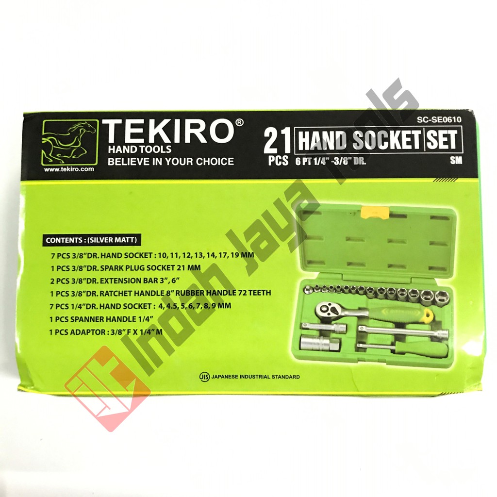 Kunci Sok Set TEKIRO 1/4" - 3/8" 21 pcs - Shock Socket Set Box Plastik