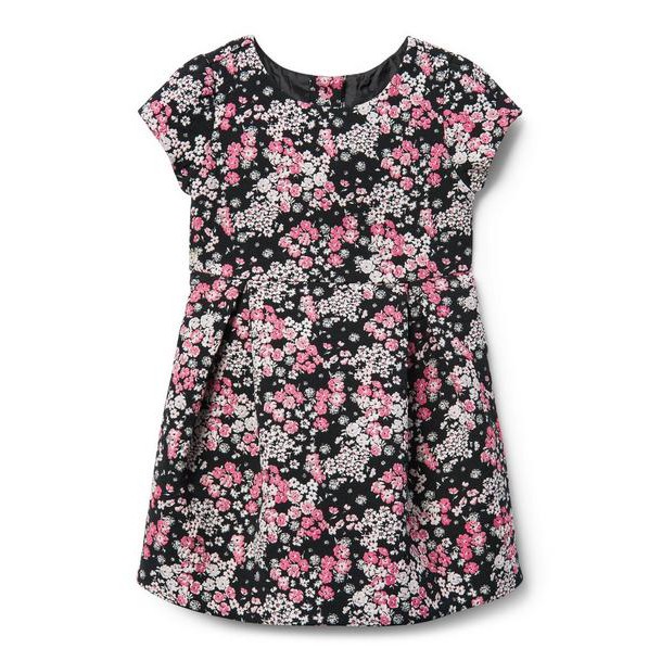 Janie and Jack Baby Dress - Floral Jacguard Dress 3-6M