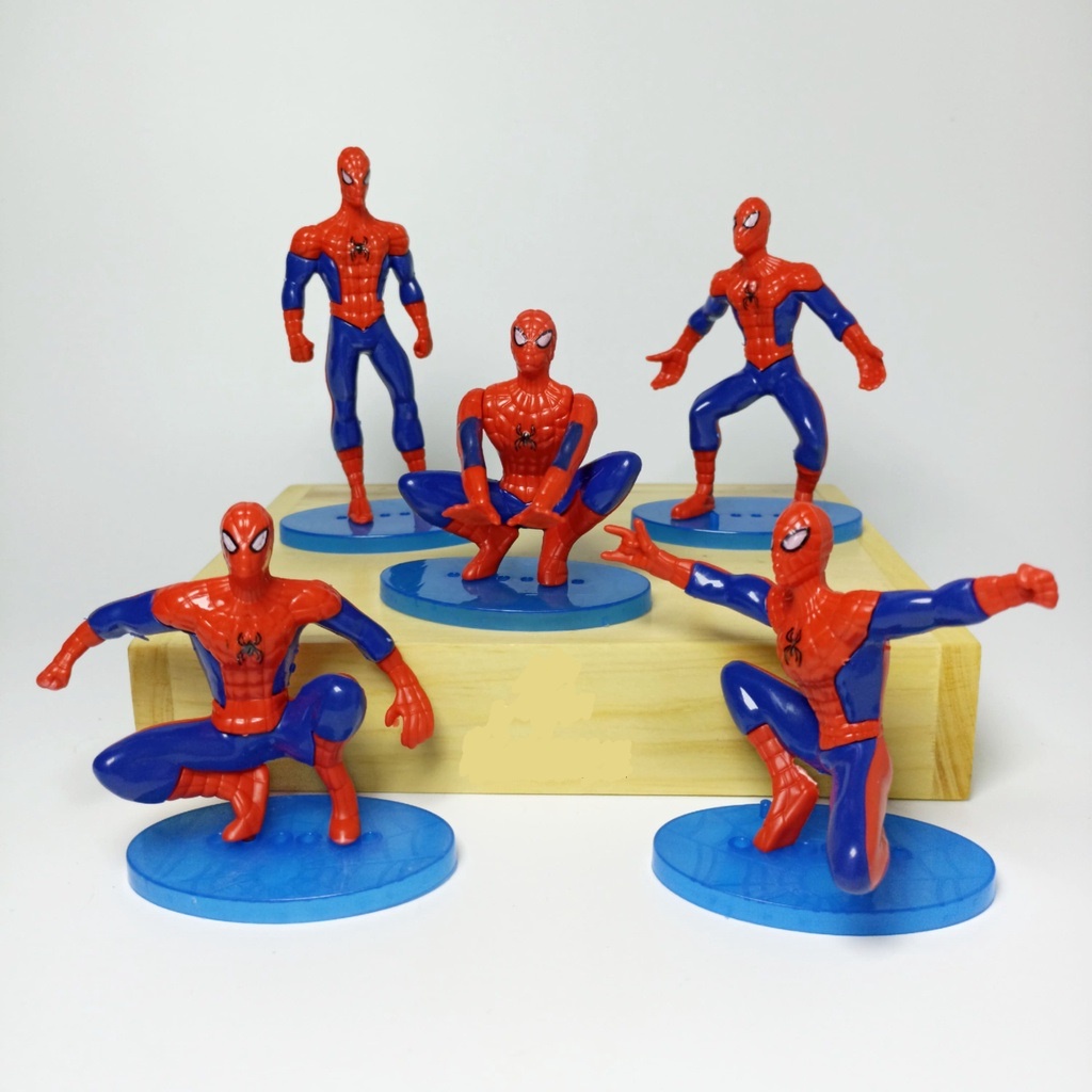 &lt;^ SJA ^&gt; Spiderman 1 Set isi 7 pcs Hiasan Pajangan Topper Kue / Pajangan Mainan Spiderman