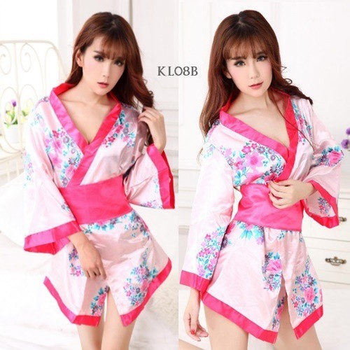 [LIMITED STOK] BAJU TIDUR SEXY LINGERIE KIMONO SLEEPWEAR PREMIUM PINK KL08B