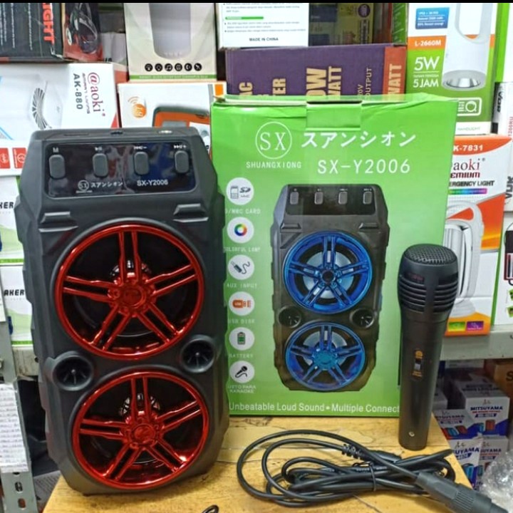 COD Speaker Bluetooth Salon Aktif Karaoke SX-2006/Free Mic dan Super Bass - Salon Aktif Portabel Plu