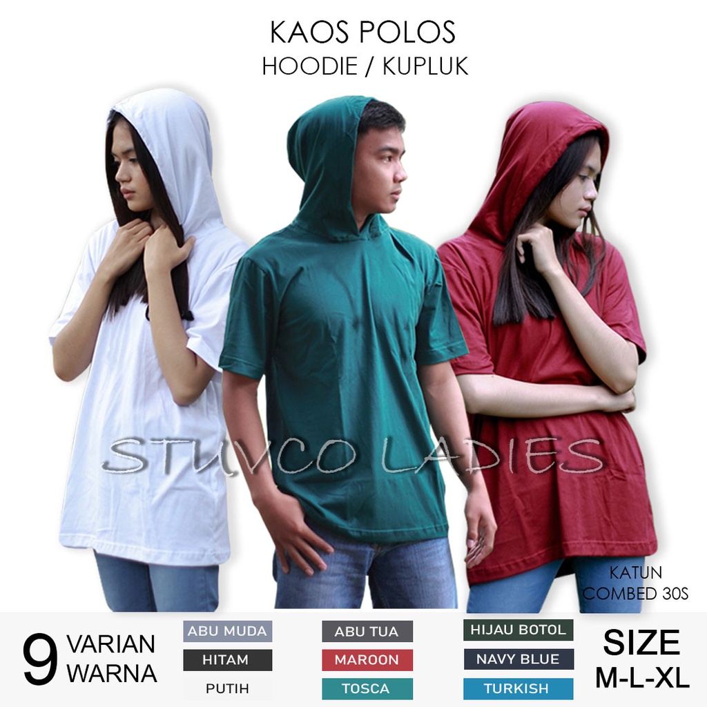 KAOS POLOS HODIE KUPLUK KATUN COMBED 30S SIZE M L XL PRIA WANITA FASHION DISTRO BANDUNG