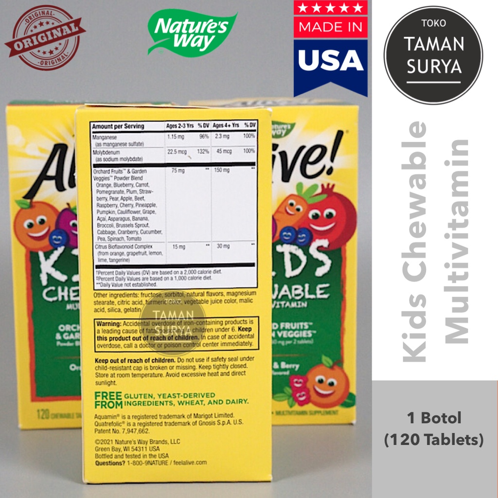 NATURE'S NATURES WAY ALIVE KIDS MULTIVITAMIN 120 CAPS - MULTIVITAMIN ANAK