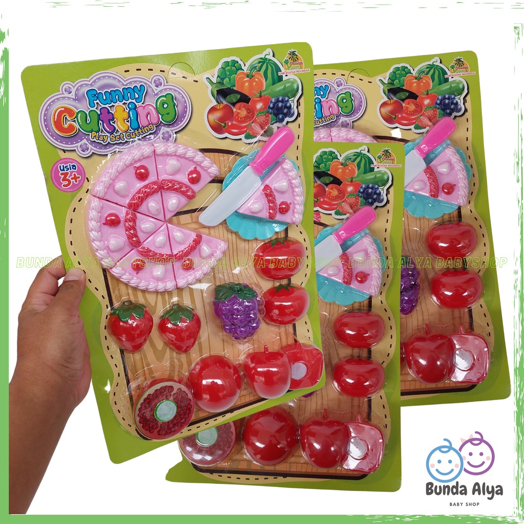 MAINAN ANAK MURAH BUAH DAN SAYUR KUE ULANG TAHUN DAN ANEKA MAINAN BUAH SAYUR MASAK MASAKAN - Mainan Potong Kue Buah Funny Cutting Play Set - Mainan Anak Perempuan Kue Dan Buah Potong - Mainan Anak SNI