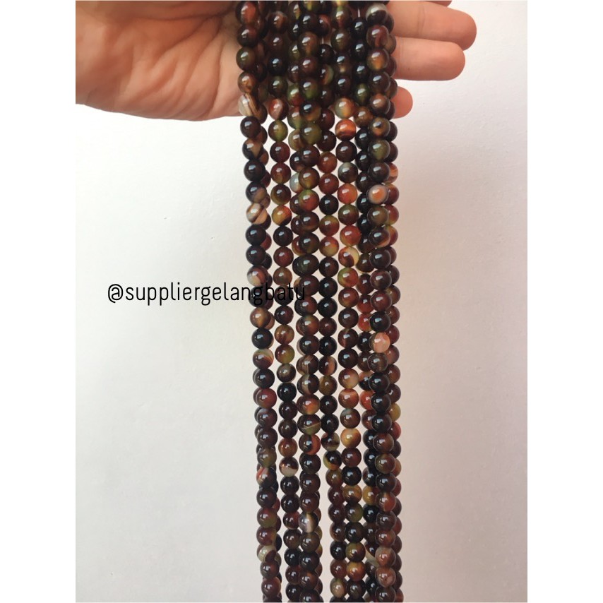 batu manau loreng ginggang hijau 8mm merah manao mangga oren natural aksesoris craft beads grosir