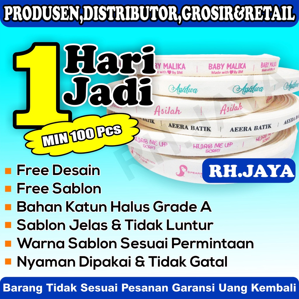 

Label hijab Label baju Label Katun / Label Hijab / Label baju / Label Pakaian / Label Konveksi Sablon MIN 100 PCS
