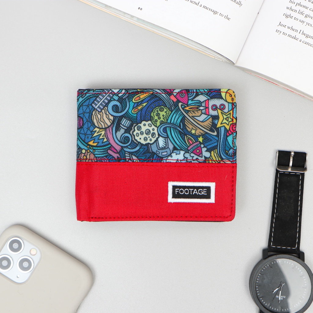 Dompet Pria Lipat Bifold Kanvas Anti Air Wallet Cowok Laki Laki Footage Motif Space DP-09