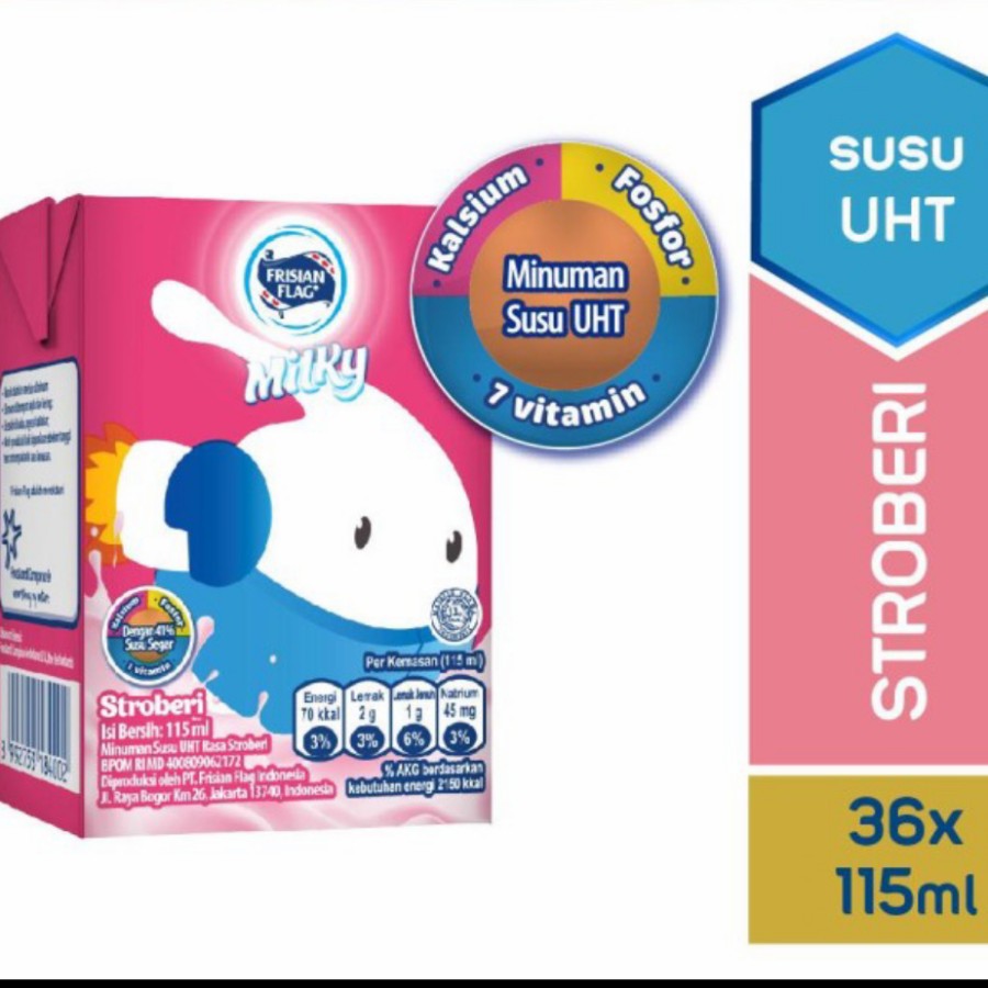 

susu uht frisian flag zuzhu 36x115ml coklat strawberi 115ml
