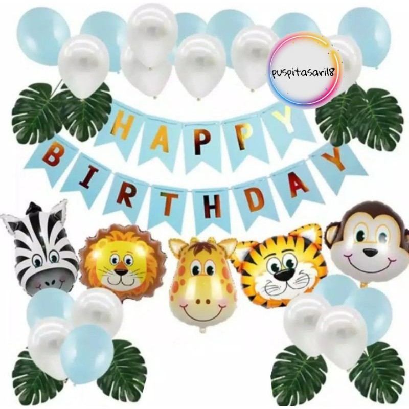 paket dekorasi ulang tahun animal hewan zoo