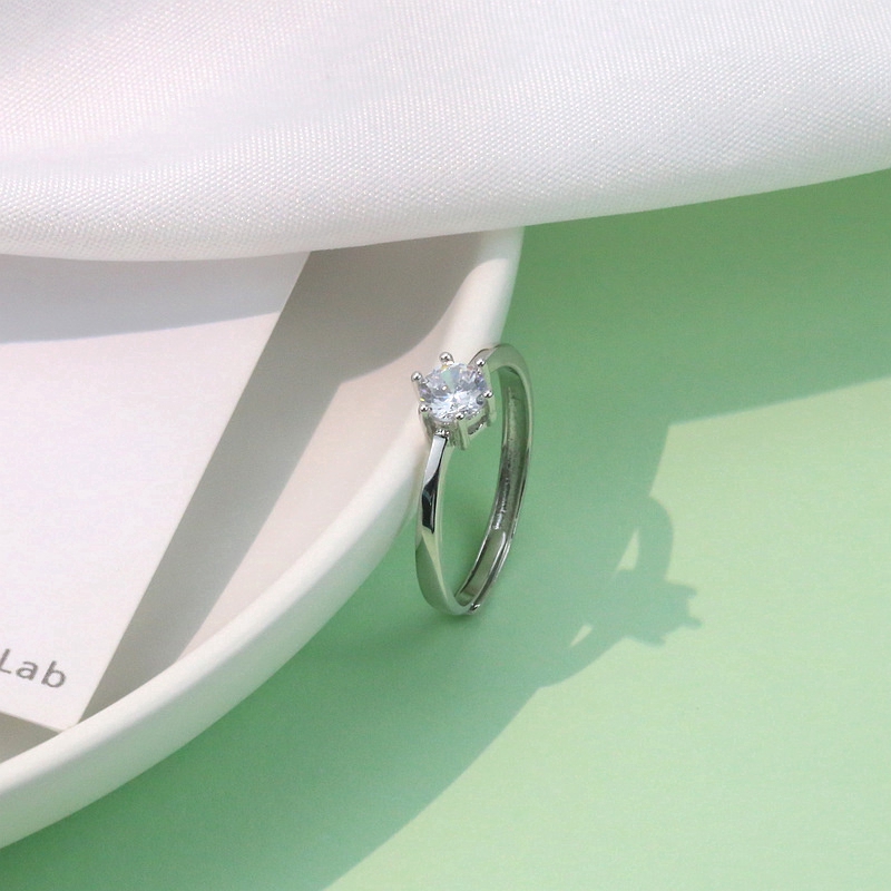 Cincin Kristal Perak Korea New Shining Crystal Silver Ring Fashion Adjustable Woman Rings Party Dating Accessories Jewelry
