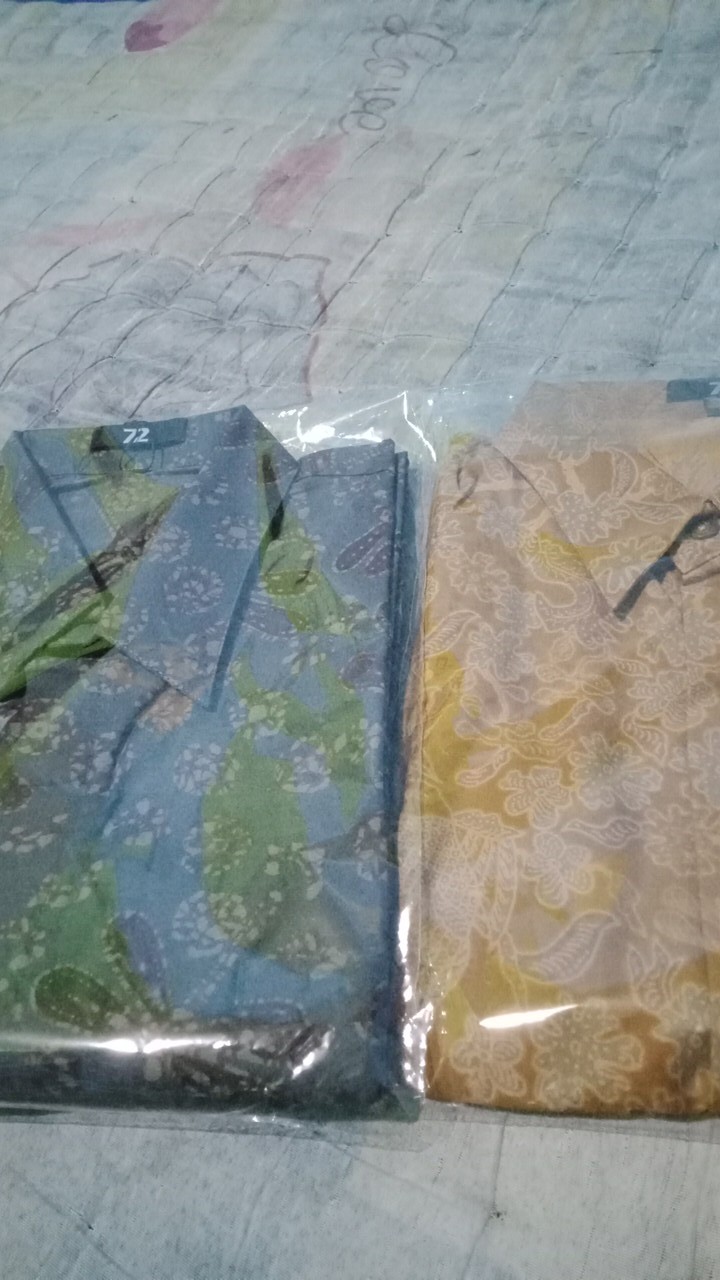 Kemeja Batik Pria Lengan Pendek Premium Warna Kuning Orange Coklat 729846 Cap 72