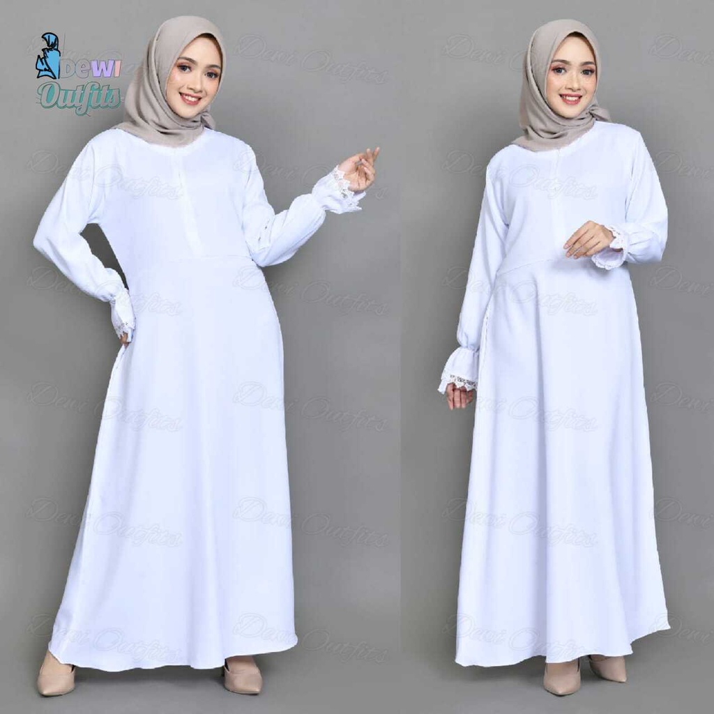 GAMIS PUTIH Modern Gamis Syari Gamis Putih Wanita Gamis Putih Jumbo terbaru 2022 Gamis Putih Murah Gamis manasik Gamis Putih Terbaru  Gamis Putih Polos Fashion Muslim Ukuran Xs.S.M-L-XL-XXL-XXXL-2