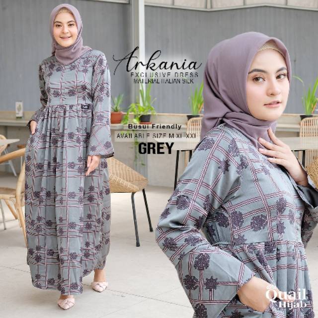 GAMIS ARKANIA ORIGINAL QUAIL HIJAB | QUAIL SEMARANG | Gamis Motif | Gamis Busui | Gamis Merk