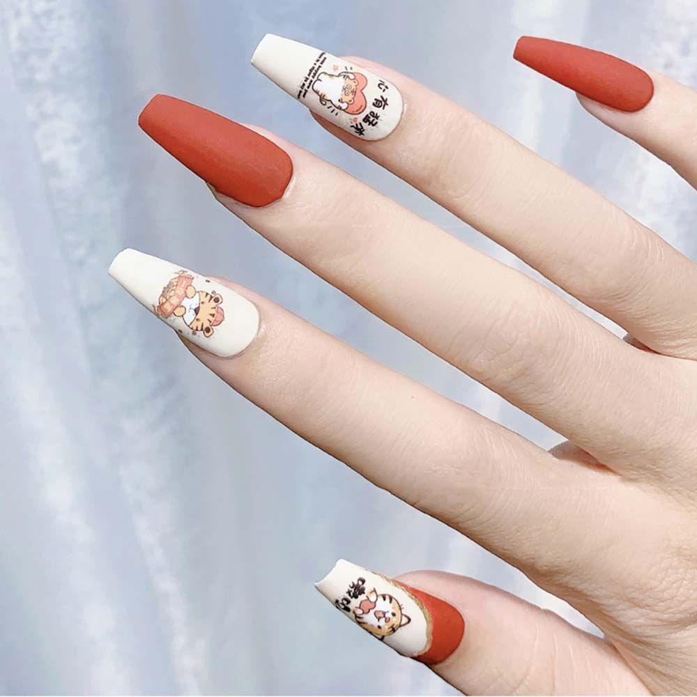 AUGUSTINA Augustina New Year Nail Art Lucu 2022tahun Perekat Beruntung Decal DIY Dekorasi Kuku