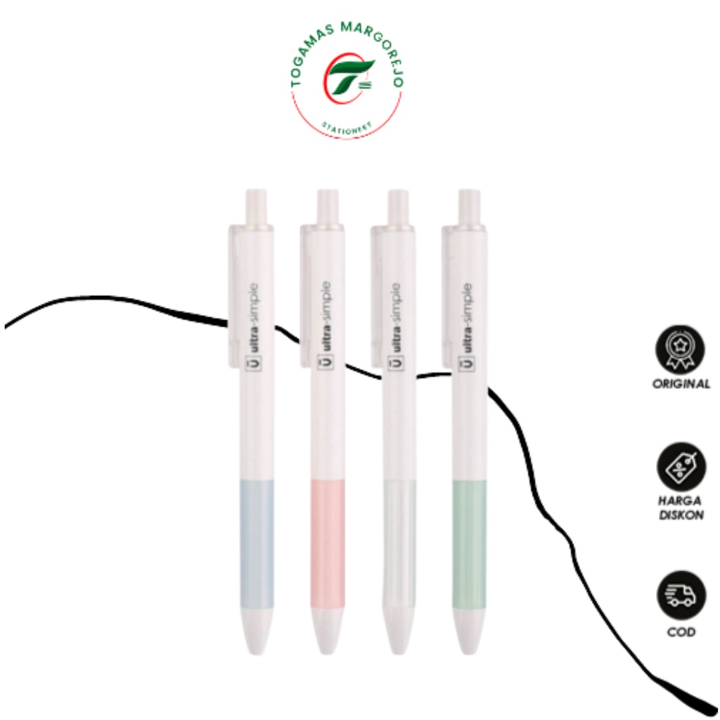 

READY STOCK !! PULPEN BOLLPOINT BALLPEN GEL 0.5MM ULTRA SIMPLE SERIES RETRACTABLE