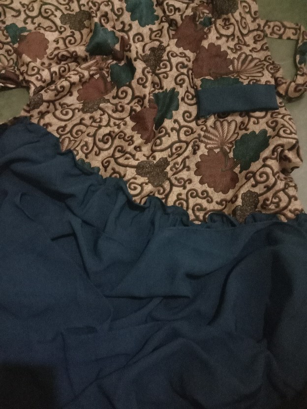 Gamis Syari Batik Habibah Cod Meisya Dress Katun Halus Mix Wolvis Ld 110 Gamis Rempel Motif Terlaris