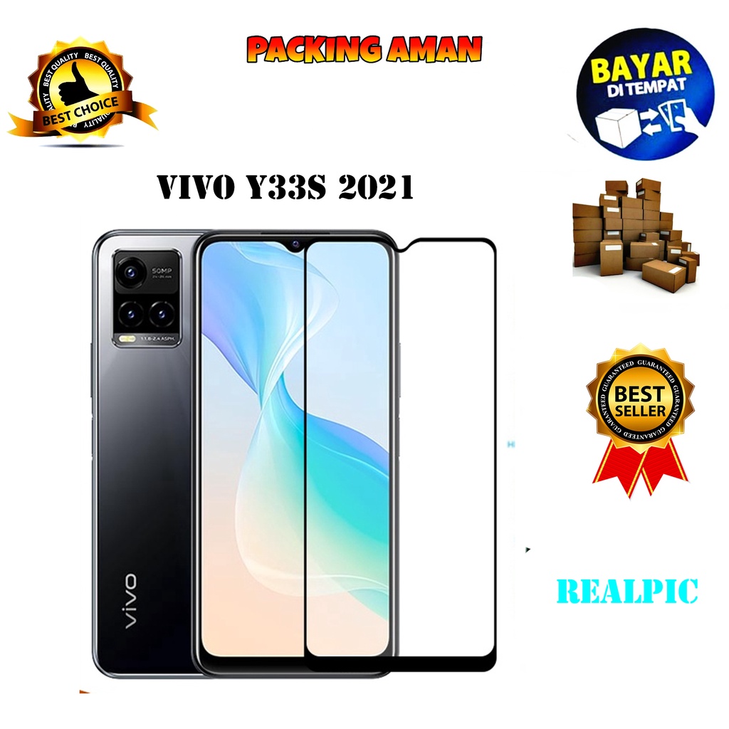 Tempered Glass Vivo Y33s 2021 Full Cover / Full Screen Protector Anti Gores