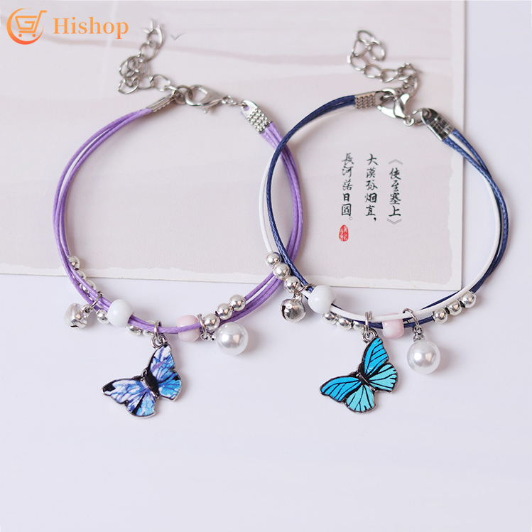 Butterfly Gelang Desain Kupu-Kupu Aksen Mutiara Untuk Pasangan