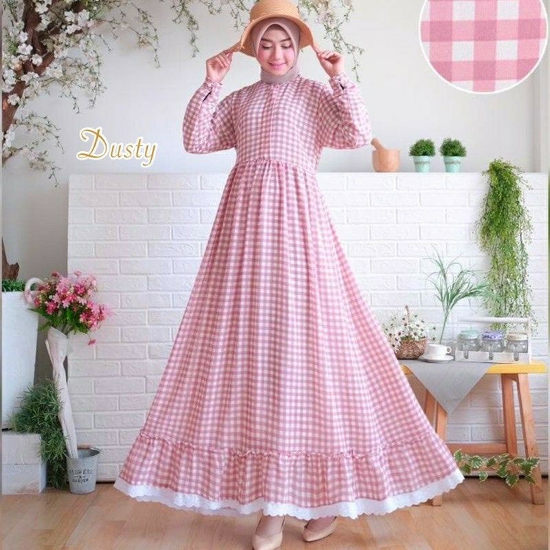 gamis kotak ceruty babydoll ukuran jumbo