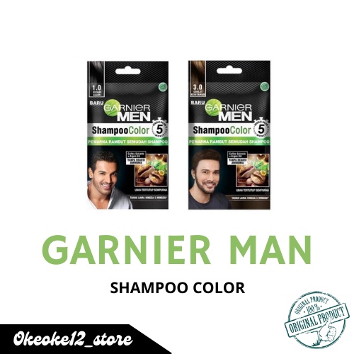 NEWBE- PROMO Garnier Men Shampoo semir Color Hitam Alami dan Coklat Kehitaman ( Pewarna Rambut Pria