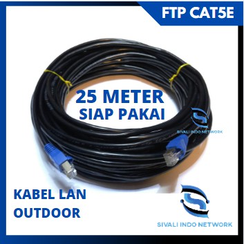 25 METER  KABEL LAN FTP CAT5E OUTDOOR BLACK [crimping rj45 besi+plugbooth]