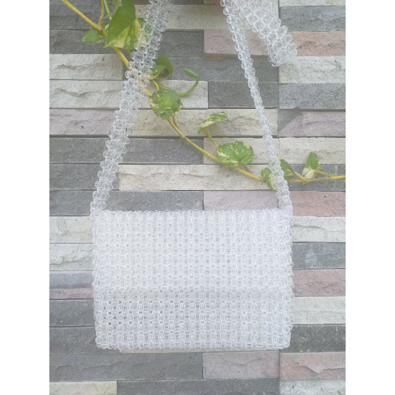 

clear sling beaded bag / tas mote akrilik murah meriah