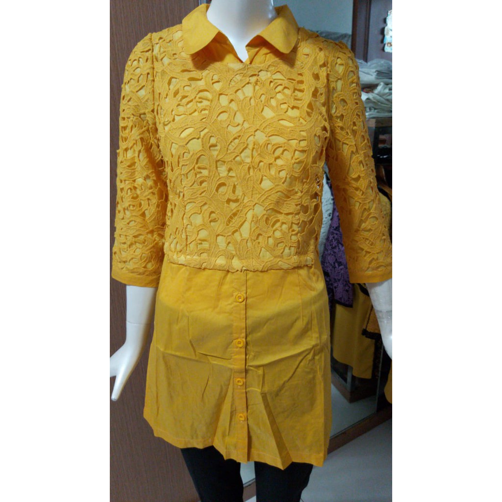 Blouse Panjang Wanita Import SNQ 882363, Brukat, Katun Halus