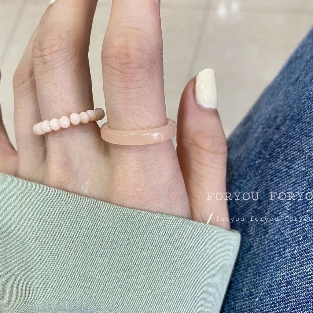 IFYOU 3pcs / Set Cincin Bahan Resin Akrilik Motif Kartun Warna-Warni Gaya Retro Untuk Wanita