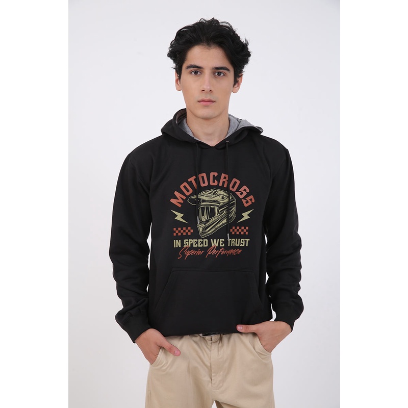 Berrybenka Street - Outer Sweater Hoodie Pria Motorcross Black