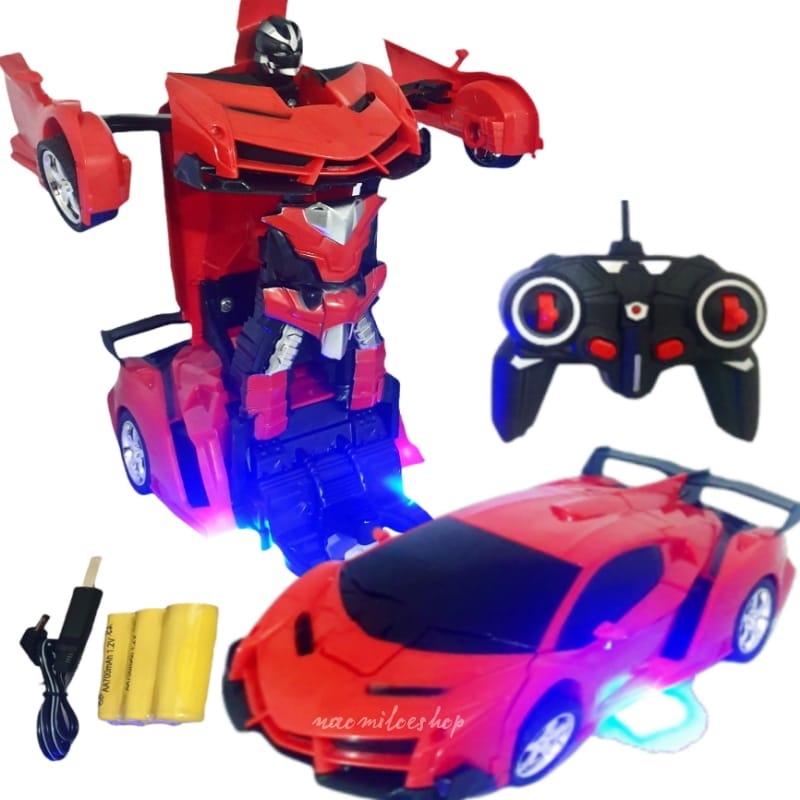 Jual RC TRANSFORMER 1: 18 MOBIL REMOT JADI ROBOT BATERAI CAS LAST