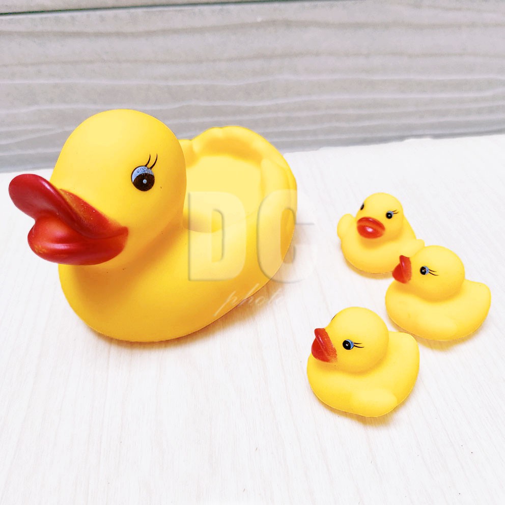 Mini Bebek Cit 4in1 Mainan Mandi Encit Induk Anak Bebek Karet Berdecit Isi 4