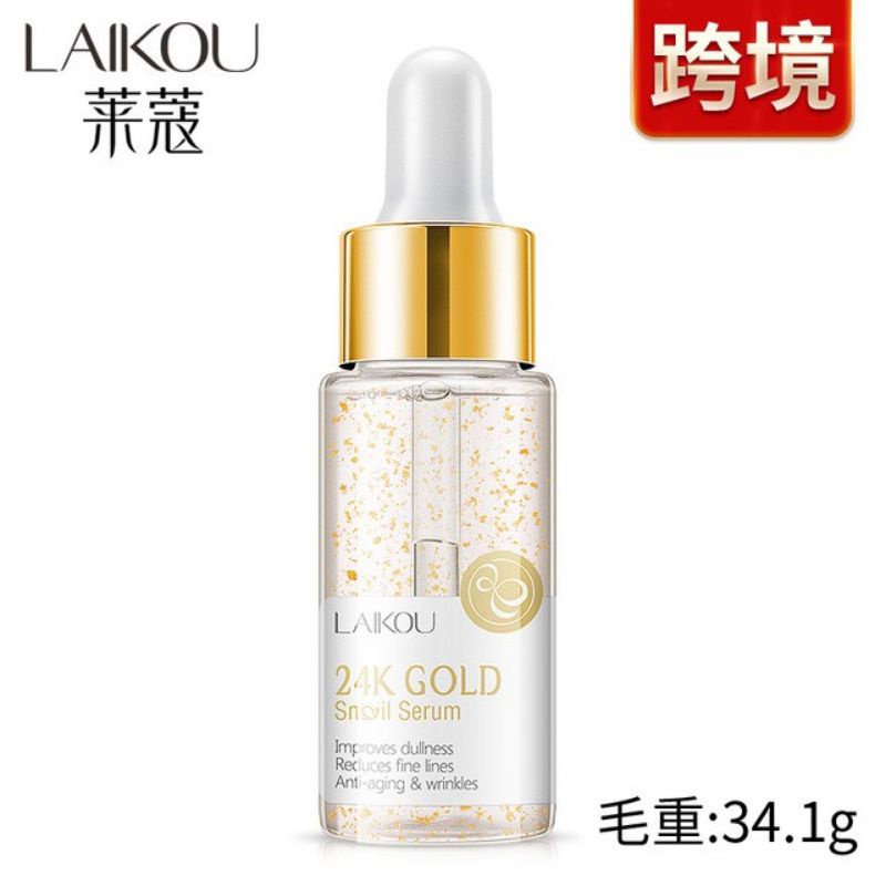 Laikou Snail Serum 24K Gold Essence Siput Emas 24K Mengencangkan Wajah Anti Keriput Anti Aging Anti Penuaan