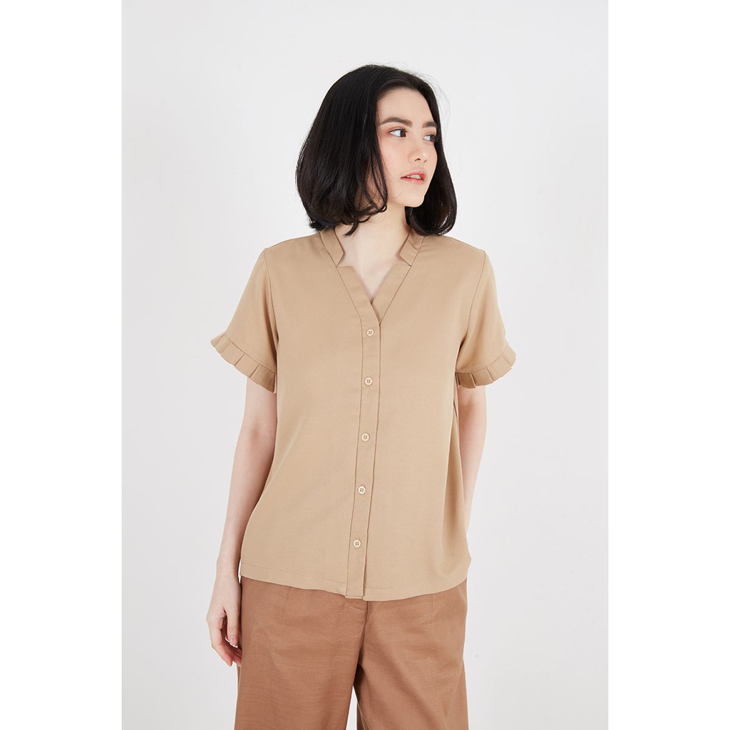 Sorabel - Dixasa Plain Pleats Blouse / Kemeja Wanita Lengan Pendek-5