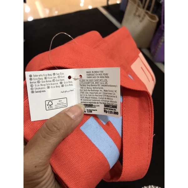 READY Tote colorbox / Sling colorbox /bloody natural bag canvas the body shop