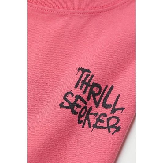 Kaos Tshirt Tee HnM H&amp;M Peanuts Thrill Seekers Pink Full Tag