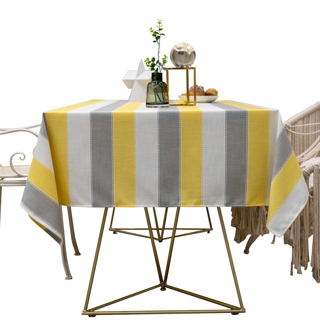 Rectangular Tablecloth Yellow Stripes Coffee Table Cushion Table Cloth Art Cotton And Linen Small Fresh Hotel Table Cloth Custom Shopee Indonesia