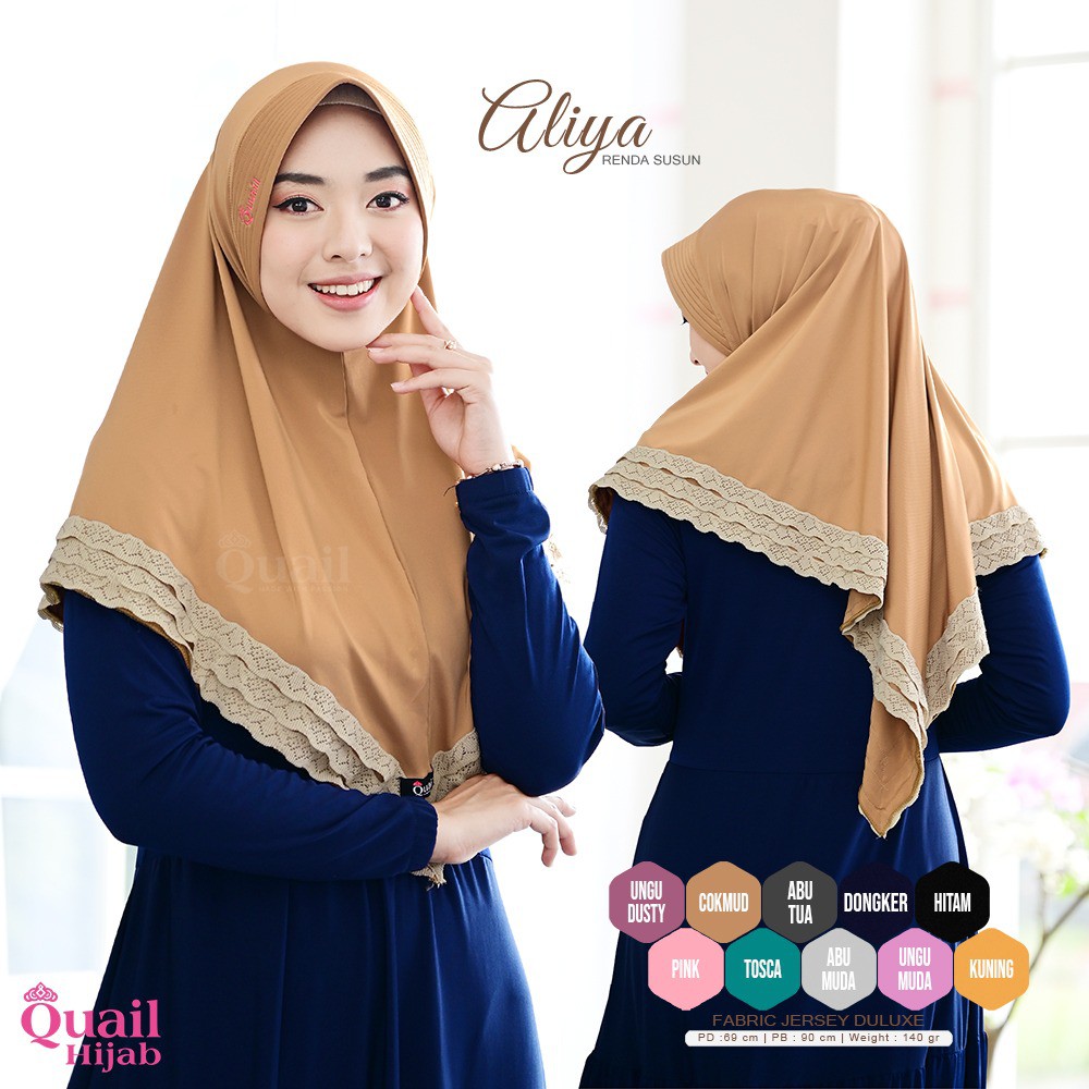 Kerudung Bergo Aliya Hijab Susun/Hijkab Instan/Khimar syar'i/Kerudung Quail Original