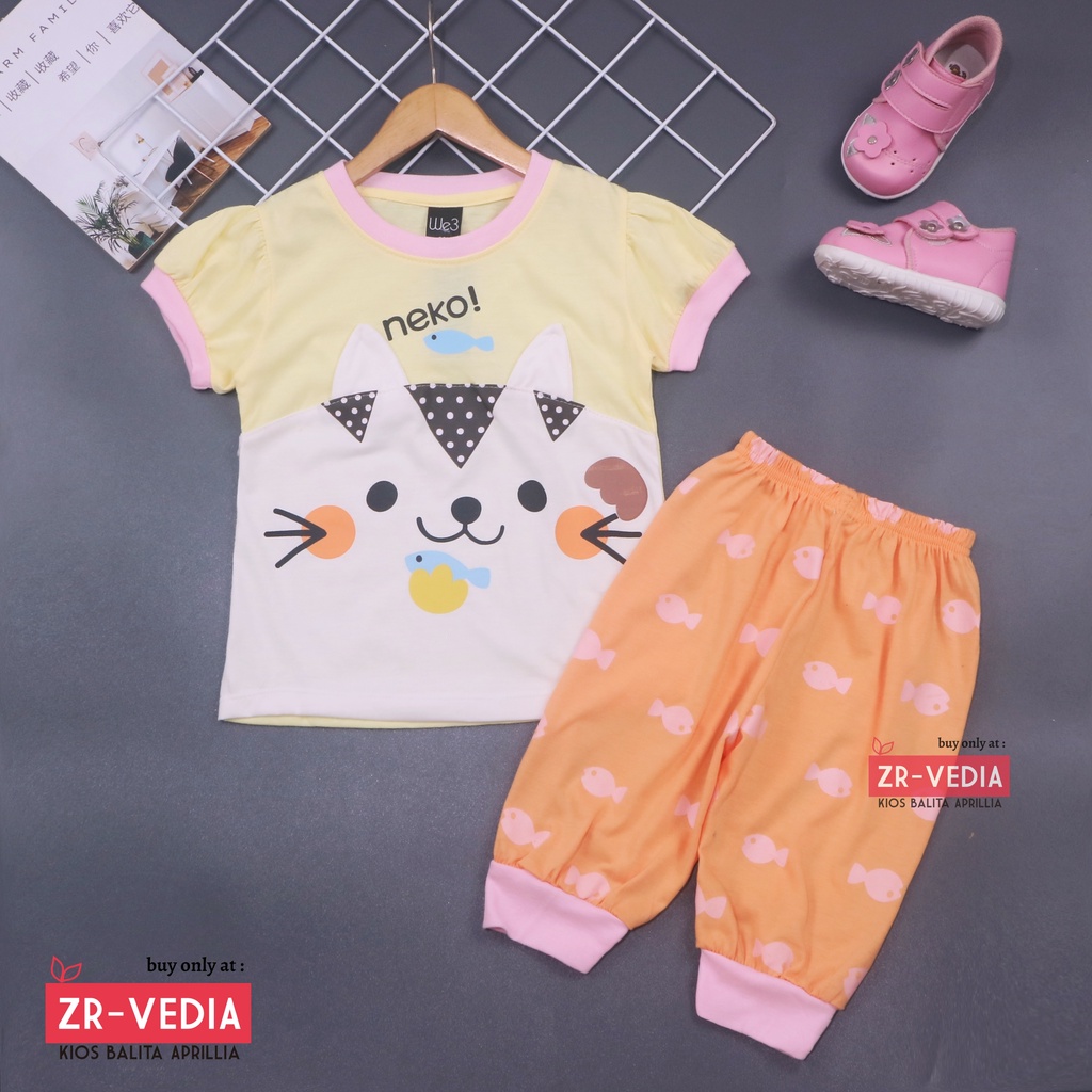 Setelan Momo Baby 3-18 Bulan / EXPORT Quality Baju Karakter Kaos Lengan Pendek Celana Pendek