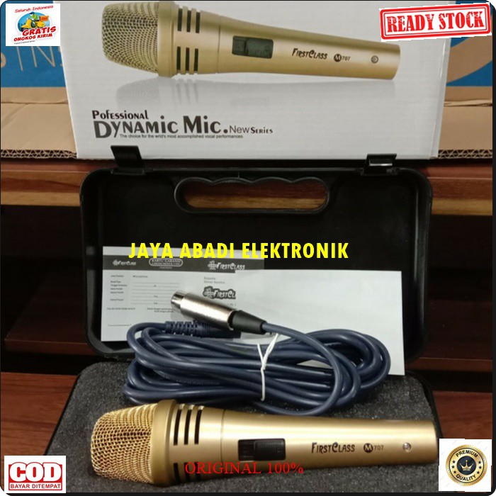 G520 MIK FIRSTCLASS KABEL DYNAMIC BAHAN BESI METAL PROFESIONAL FIRSTCLASS PRO SING CABLE KARAOKE VOKAL AUDIO SOUND MIK PENGERAS SUARA MIKROPHONE WARNA EMAS BISA BUAT SEGALA JENIS AUDIO SOUND TANPA BATERAI TINGGAL COLOK LANGSUNG NYALA LEBIH PRAKTIS