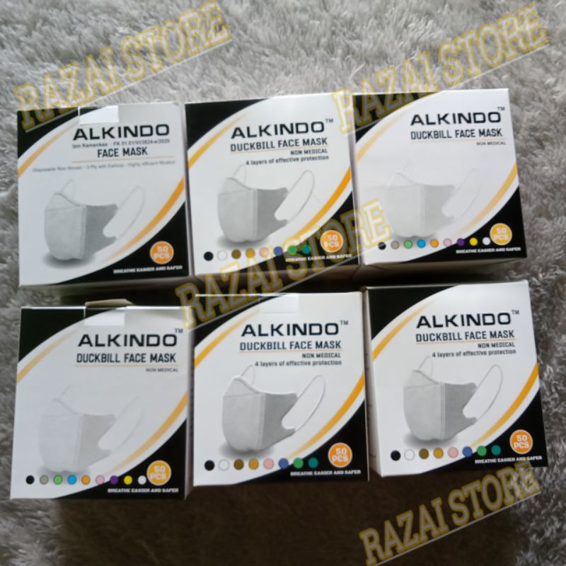 MASKER DUCKBILL ALKINDO MASKER DAKBILL ISI 50 PC Mirip Sensi Ada Garis