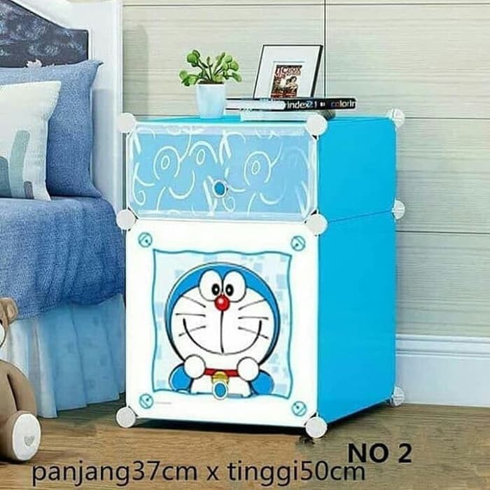 Nakas Plastik 2 Susun Karakter HK Kucing - Lemari Kecil Bedside Table Furniture Rumah Interior Kamar