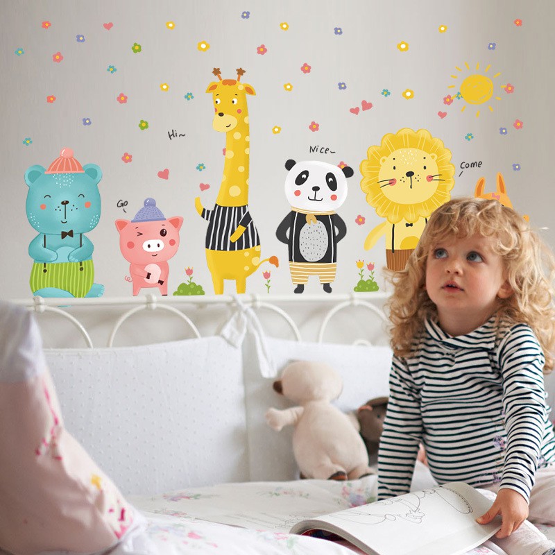 Reliza Wall Sticker Kartun Anak Hewan Study Animal Stiker Dinding LDR