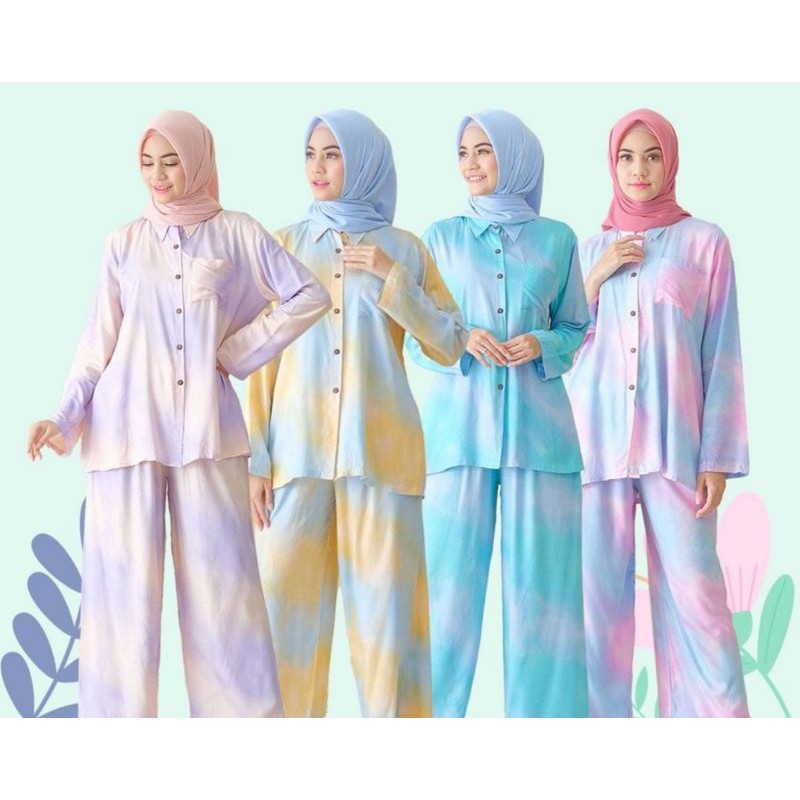 tie dye set / tie dye piyama set / set rayon / setelan rayon /